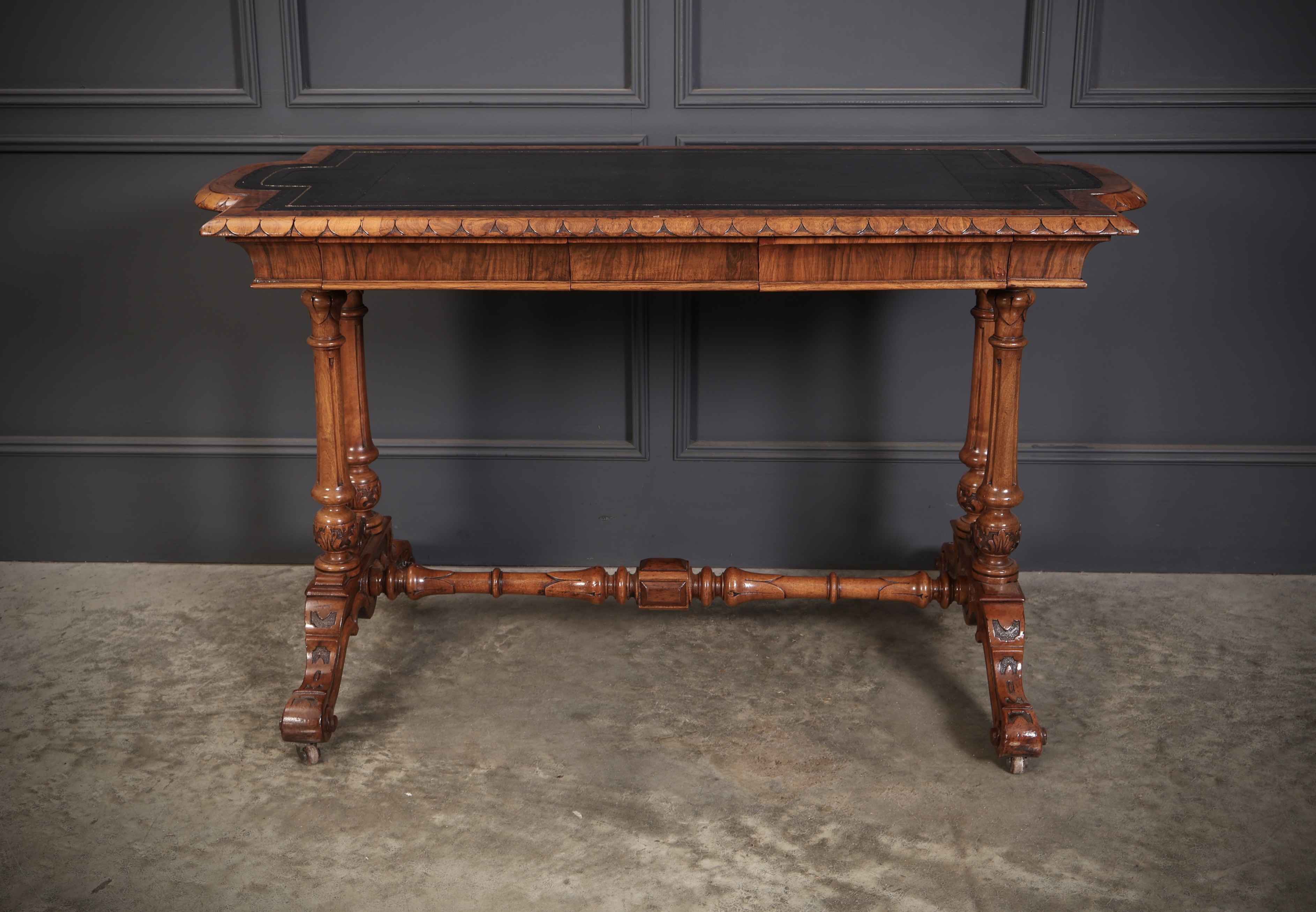 Shaped Carved Walnut Library Table - Image 7